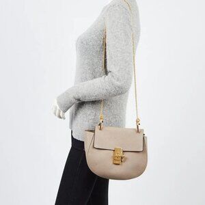 Chloe Motty Grey Pebbled Leather Drew Bag